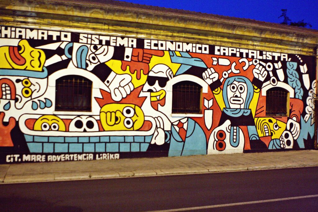 bari alternative scene: elias tano's murals on the wall of ex caserma rossani liberata